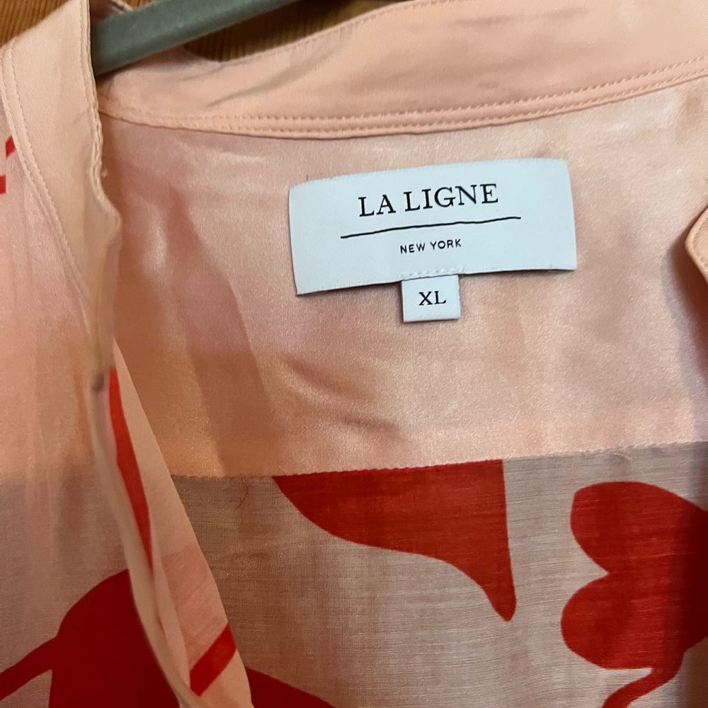 La Ligne Vibrant Pink and Red Silk Blouse